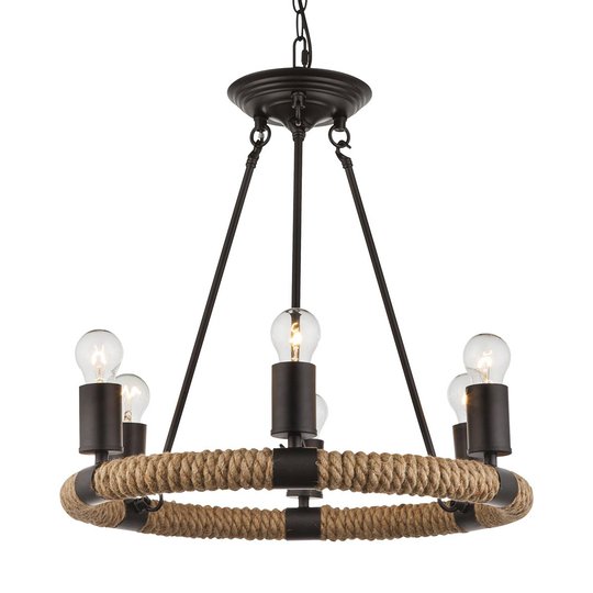 Rund LED-taklampa Ulleu med hamparep 6 lampor