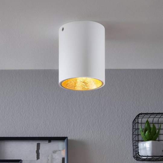 LED-taklampa Polasso rund, vit/guld