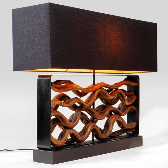 KARE Nature Wave bordslampa, trä och textil