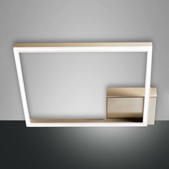 LED-taklampa Bard, 42x42cm, mattguld-finish