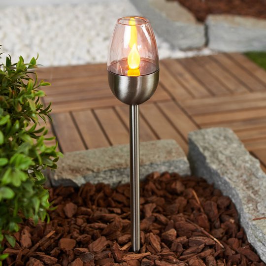 Ädel LED-solarlampa Lugin i rostfritt stål, 3 st
