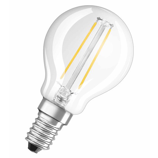 OSRAM LED-dropplampa E14 1,5 W 827 klar