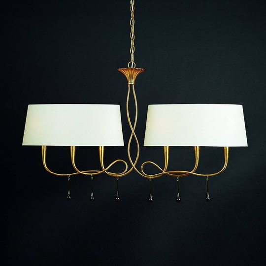 Pendellampa Paola i guld & creme, sex ljuskällor