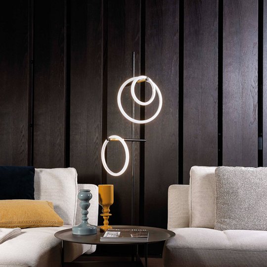 LED-golvlampa Ulaop, tre ringar, svart