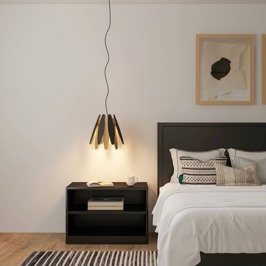 Lucande Lounit hänglampa, svart-guld, 1 lampa