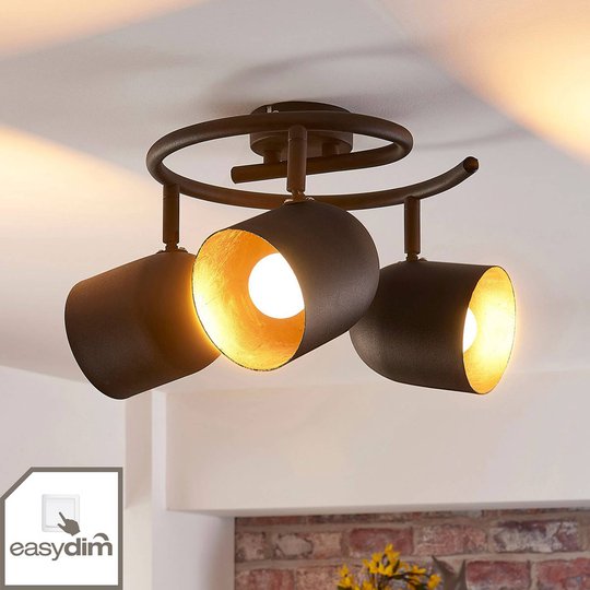 Svart-gyllene LED-takrondell Morik, easydim