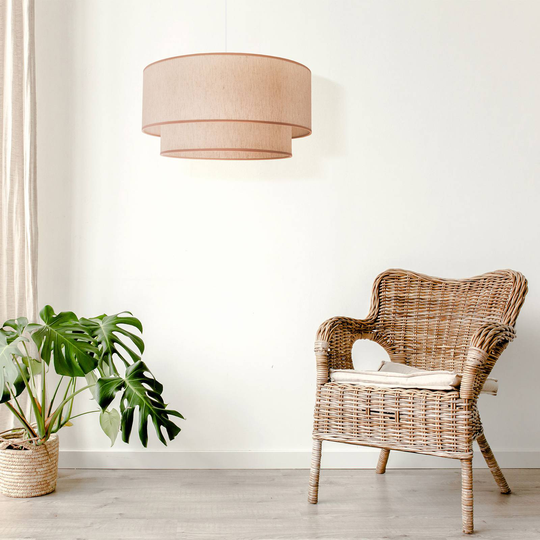 Hänglampa Boho, dubbelskärm, beige
