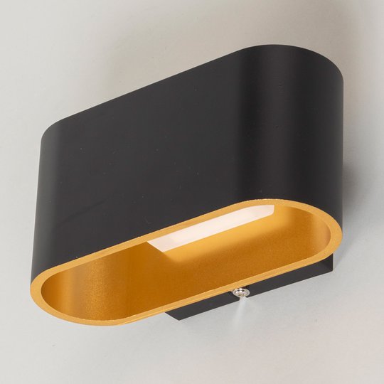 LED-vägglampa Denzel i svart/guld