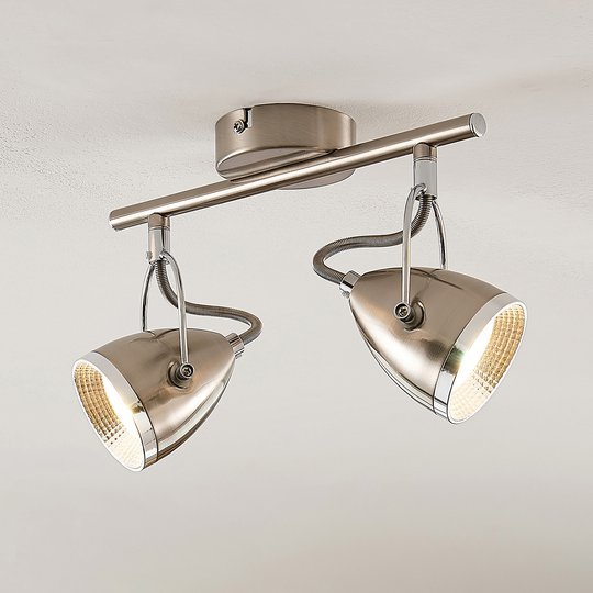 Lindby Jadon LED-takspotlight nickel 2 lampor