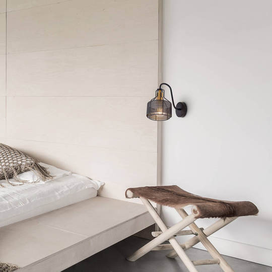 Vägglampa Foro, 1 lampa, svart/guld