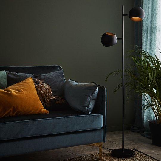 Golvlampa Edgar, 2 lampor, svart