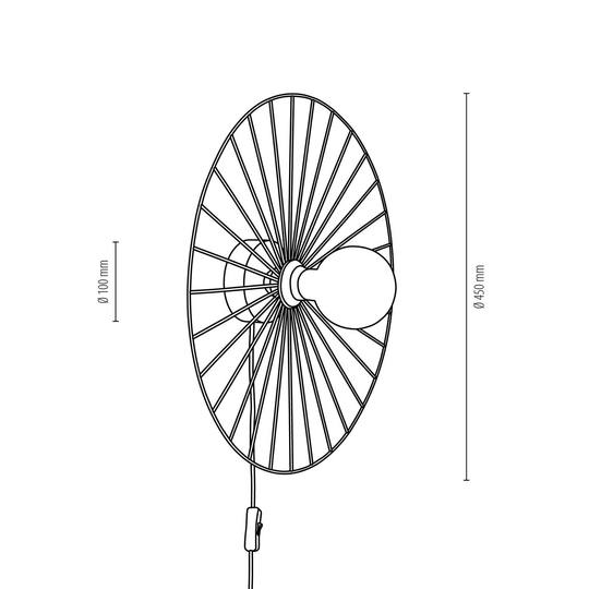 Envolight Yahel vägglampa, ek/svart, Ø 45 cm