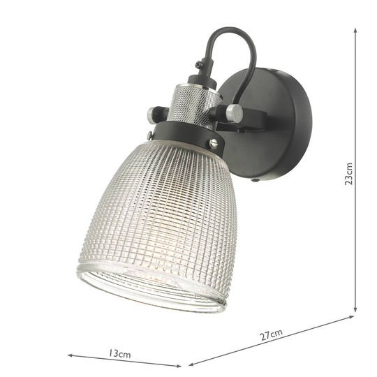 Vägglampa Ismet med justerbar glasskärm
