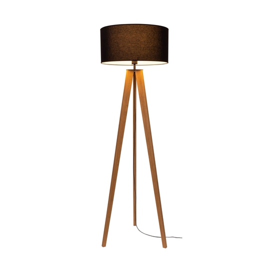 Golvlampa Maira, trebent, betsad tall, svart