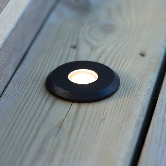 Garden 24 Decklight, svart, ljus ovan 0,8W
