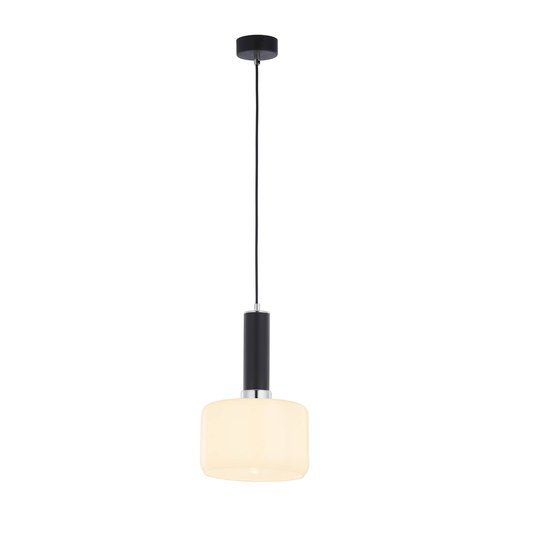 Hänglampa Viva, opal/svart/krom, 1 lampa