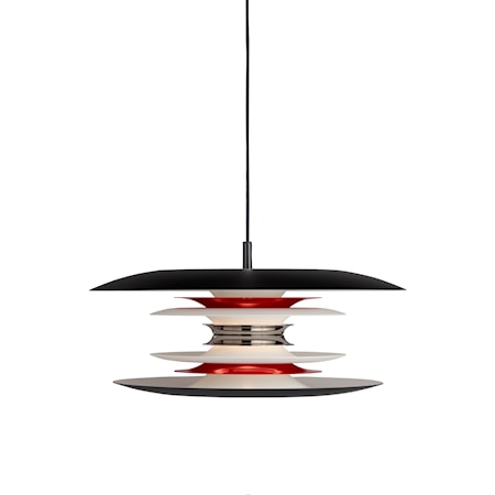 Diablo Pendel Mattsvart/ Blankröd LED 40 cm