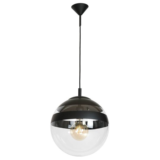 Hänglampa Globus av glas, svarta remsor