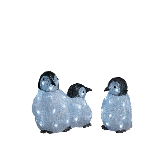Pingvinfamilj akryl 3st LED (Vit)