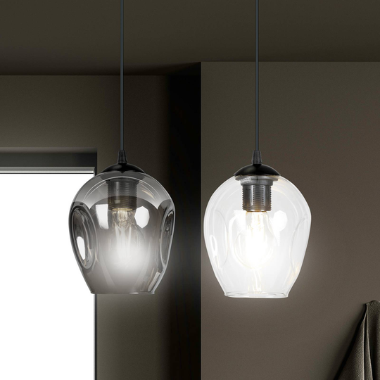 Pendellampa Starla 2 lampor, glas grafit/klar