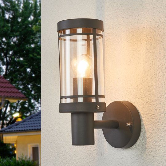Attraktiv utomhusvägglampa Djori i mörkgrått