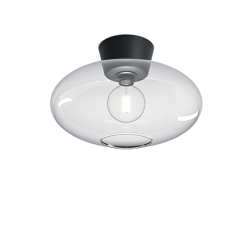 Bullo XL Plafond m. klarglas (Svart)