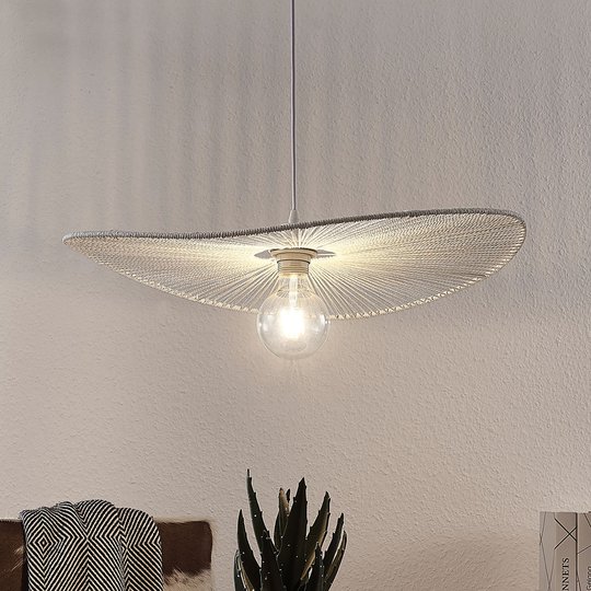 Pendellampa Frido av tvinnat papper, vit