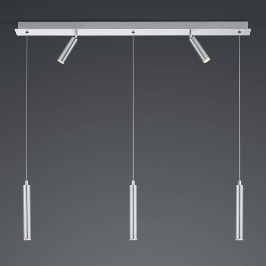B-Leuchten Tom LED-hänglampa 5 lampor nickel