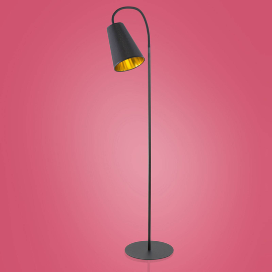 Golvlampa Wire, svart/guld