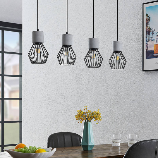 Lindby Tamalin pendellampa av betong, 4 lampa
