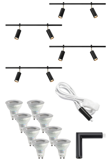 PAKET EXPAND 4X70CM GU10 CYLINDER BLACK