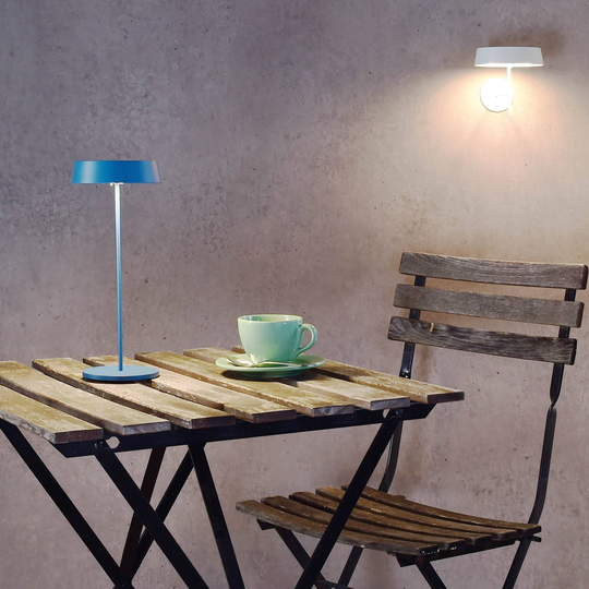 LED-bordslampa Miram med batteri, dimbar, blå