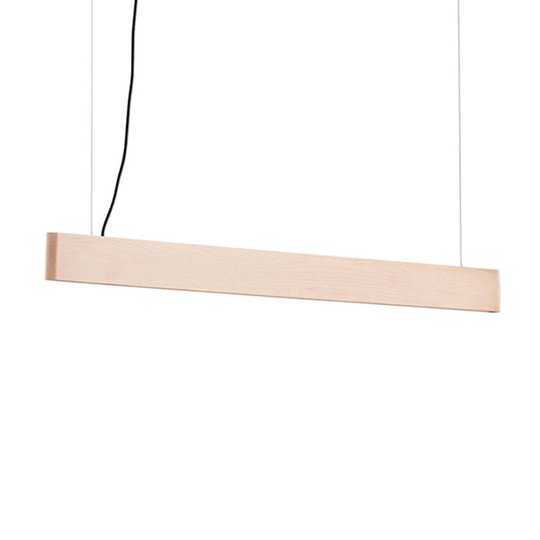 LED-pendellampa Abbon med träskärm, bok, 90 cm