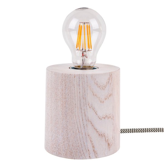Bordslampa Trongo cylinder vit kabel svart vit