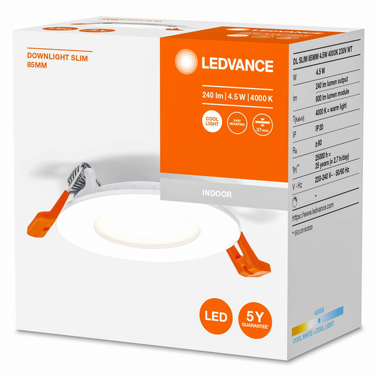 LEDVANCE Recess Slim LED-lampa Ø 8,5 cm 4000K