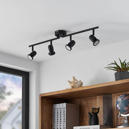 ELC Simano LED-vägglampa svart 4 lampor