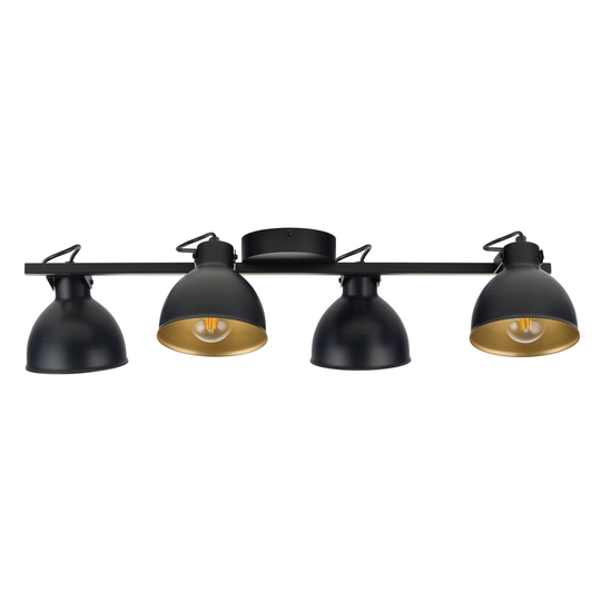 Taklampa Trial, 4 lampor, svart/guld
