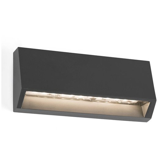 Kantig LED-utomhusvägglampa Must - 15,8 cm