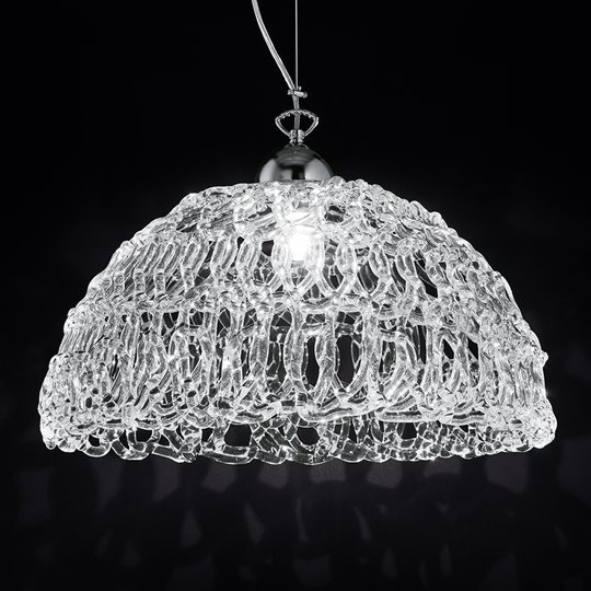 Genomskinlig glashänglampa Cobweb, 46 cm