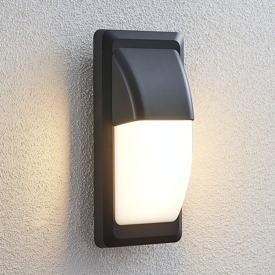 LED-utomhusvägglampa Nikan, IP65, mörkgrå