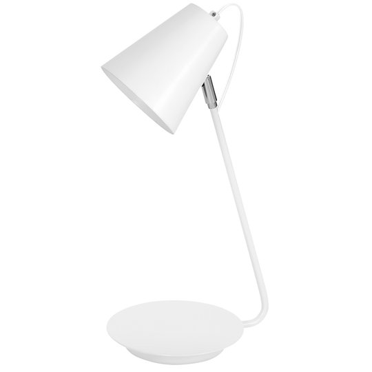 Bordslampa 8296 konformad kromdetalj, vit