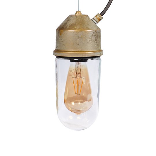 Hänglampa 1951N antikmässing, rakt klart glas