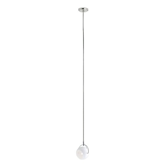 Fabbian Beluga vit glas-hänglampa, Ø 9 cm