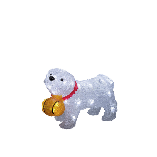 Hund akryl 20 cm vita LED (Klar)