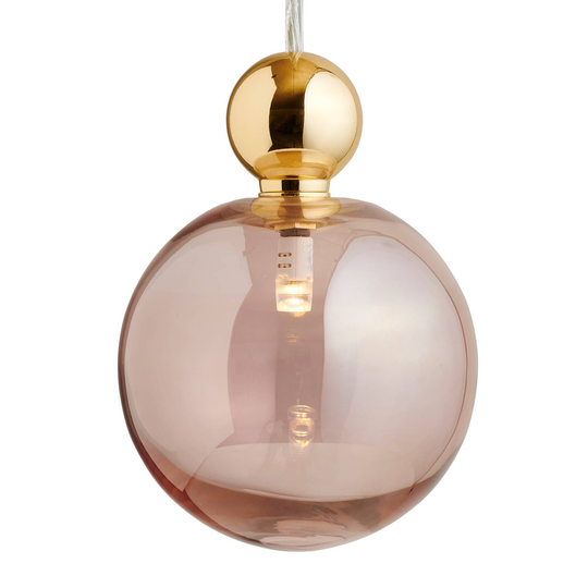 EBB & FLOW Uva L hänglampa, boll guld, obsidian