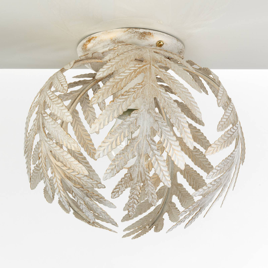 Taklampa Felce som ormbunke, elfenben, Ø 25 cm