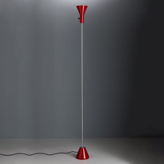 Dimbara LED-golvlampan Gru i rött