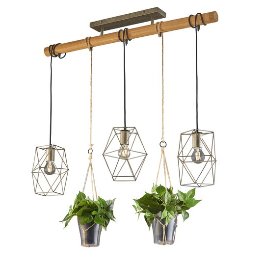 Hänglampa Plant, 3 lampor med glas för dekoration