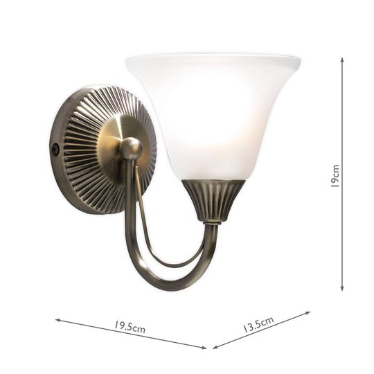 Vägglampa Boston i antik mässing, 1 lampa