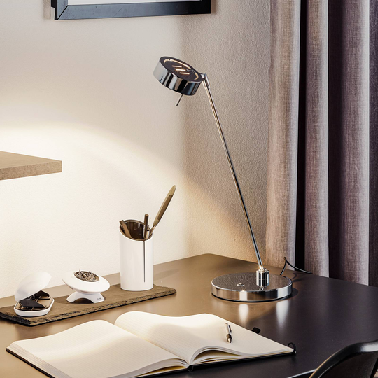 Förkromad, dubbelledad LED-bordslampa Elegance
